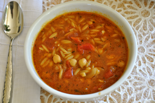 Garbanzo Bean Soup with Tomatoes and Pasta