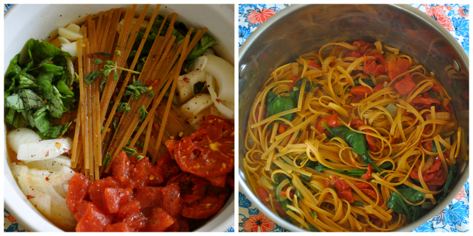 One Pot Tomato Basil Spinach Pasta