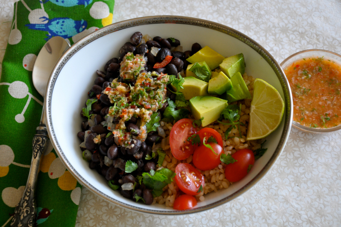Rice & Beans with Ginger Lime Salsa