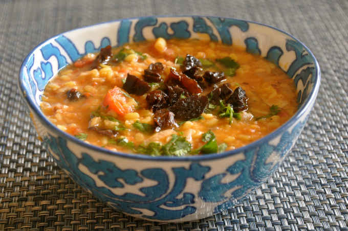 Yellow Lentil Soup with Dried Plums