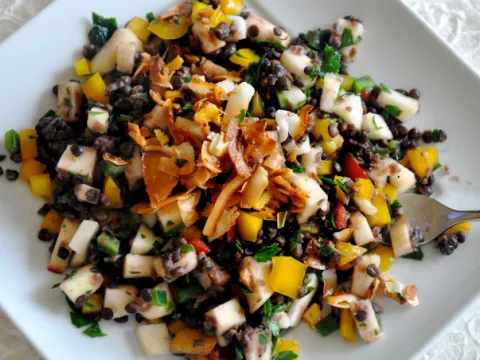Black Lentil Salad with Apples & Toasted Coconut