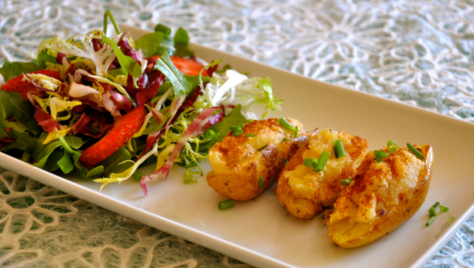  Twice-Baked Potatoes with Cashew Cream & Horseradish 