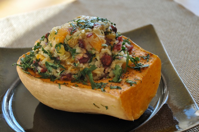 roasted butternut squash with Jasmine Rice stuffing