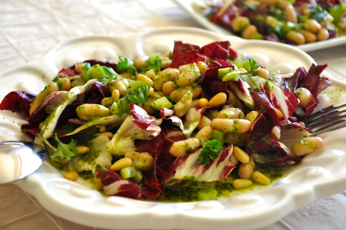 Cannellini Beans & Radicchio Salad with Pine nuts and Parsley Vinaigrette