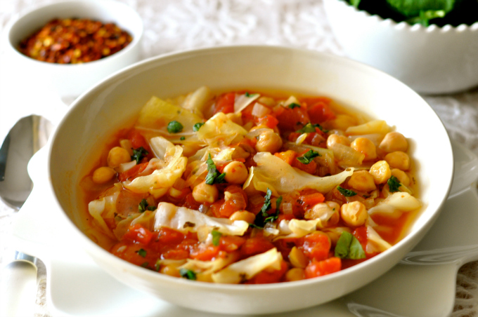 This chickpea soup is packed with protein and fiber.