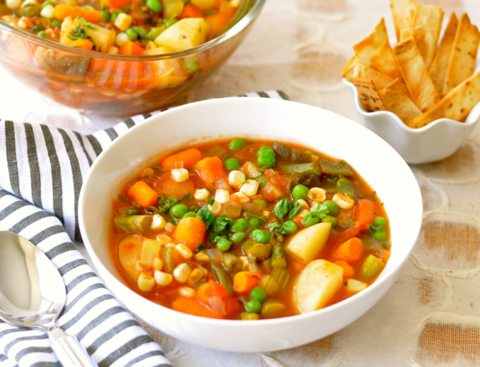 Easy Vegetable Soup With Roasted Poblano Peppers