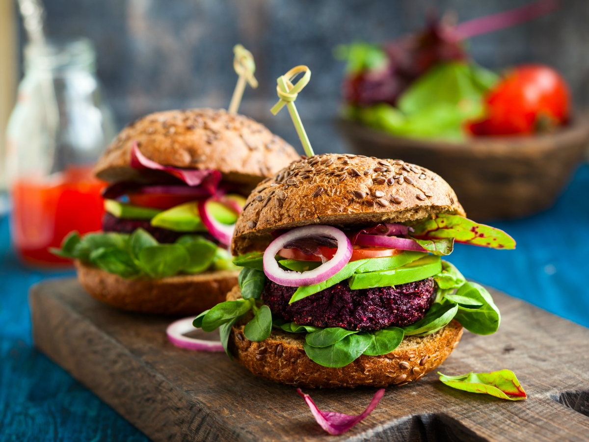 Vegan Black Bean Burger with Beets & Quinoa & Gluten-Free