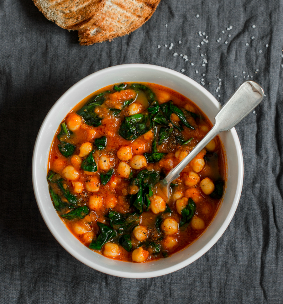 Moroccan Vegan Stew with Chickpeas, Sweet Potatoes, Spinach & Raisins