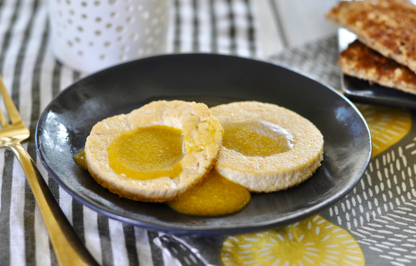 Healthy Vegan Fried Egg With Runny Vegan Egg Yolk