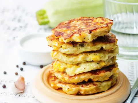 Vegan Corn Fritters with Zucchini & Sweet Corn